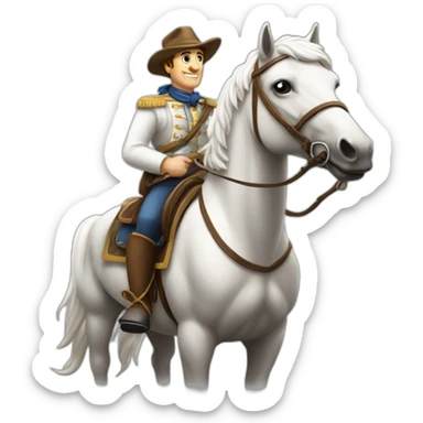 Homme galope sur cheval blanc longue crinière sticker