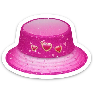 Pink ombre bucket hat with hearts and glitter sticker
