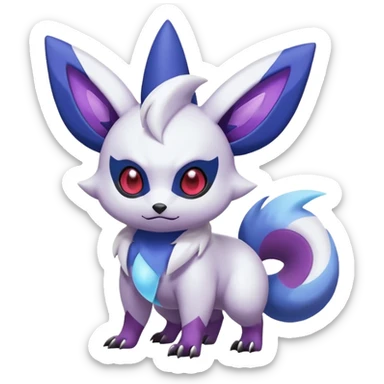 Shiny White with Violet and Indigo markings and nebula markings Absol-Minccino-Zorua-Zangoose-Pokémon-Fakémon-fusion-hybrid-creature sticker