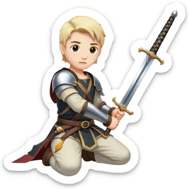 the sword on the floor and a mirror person sticker