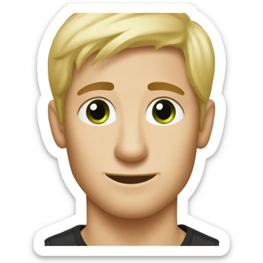 Green eyed short blonde hair guy with long black haired dachshund sticker