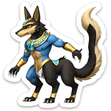 Black-furred Anubis-Lucario-fusion-hybrid (full body) sticker