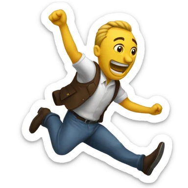 a man jumping holding bdminto hiting shutlecock sticker