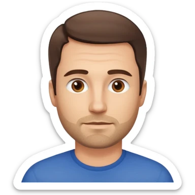 Homme blanc 40 ans cheveux courts barbe naissante visage fin sticker