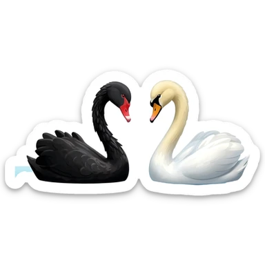 Black swan and white swan Two swan looking face each other floating sticker
