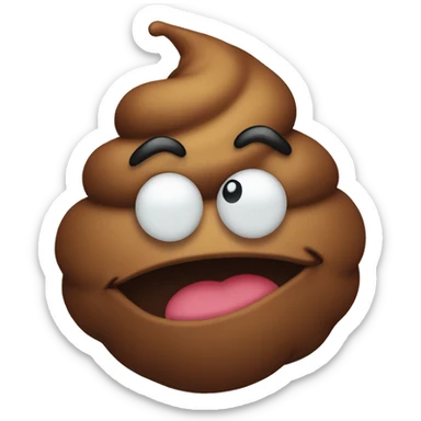 A poop with eyes and red hair that plays the fool sticker