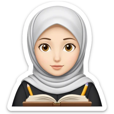 a white skin hijab woman was studying sticker