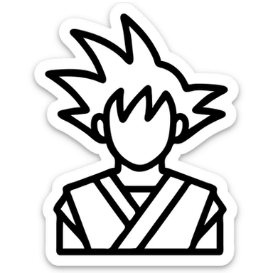 simple icon of GOKU, minimal and recognizable, focusing on spiky hair and martial arts outfit sticker