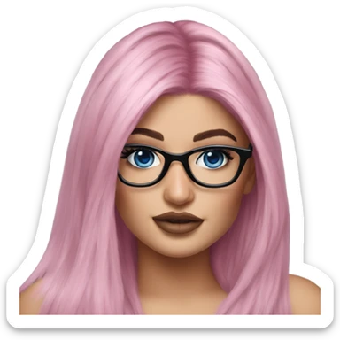 Photo Realistic kylie jenner stylish pink hair BLUE eyes and glasses posing  sticker
