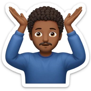 Emoji of a frustrated man with short dark curly hair and a short beard, eyes tightly closed and eyebrows furrowed.
Both hands raised near his head in frustration, clean rounded emoji style, soft gradients, plain background. sticker