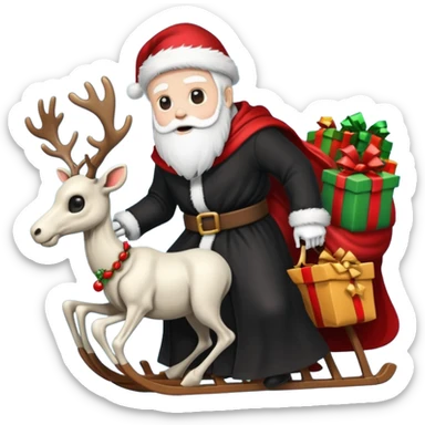 the Grim reaper dressed as Santa.... What gifts would be in his Sleigh.... What would his Sleigh likely look like.... Would the reindeer be skeletons, or ordinary reindeer sticker