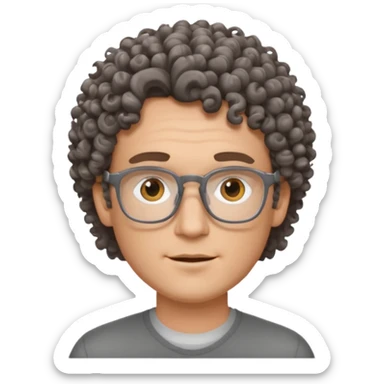 homme blanc avec cheveux brun frisés et lunettes grise sticker