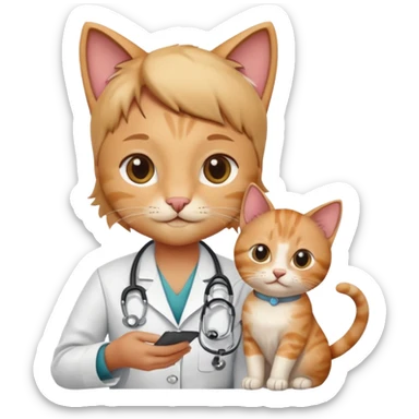 veterinarian examining a cat sticker