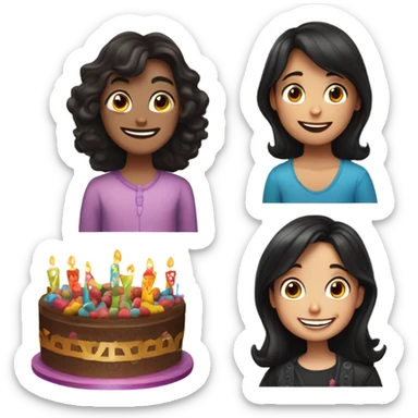 Cute little 8 yo nephew with dark hair and attractive aunt with long dark hair birthday   sticker