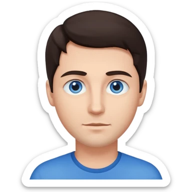 homme yeux bleu azur cheveux brun foncé sticker