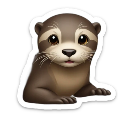 female otter lean against a pillow and use a macbook sticker