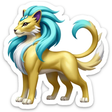 Shiny Elemental Exotic Suicune-Raikou-Liepard-Persian-Pokémon-Fakémon-hybrid-creature (full body) sticker