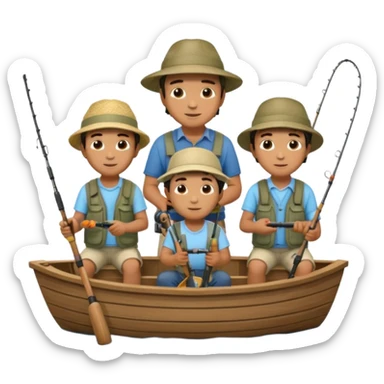 Father and sons fishing on a boat sticker