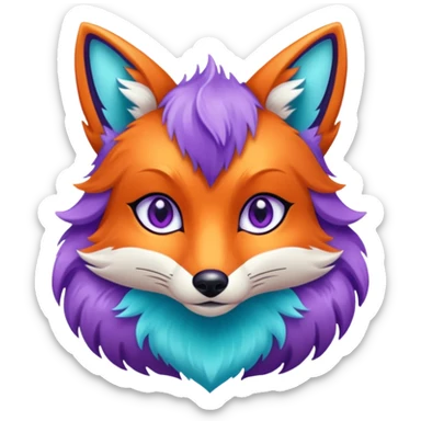 glitter purple and cian fox sticker