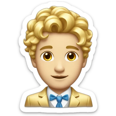 Posh-boy-with-golden-suit-and-blue-eyes-and-rainbow-unicorn-hair sticker