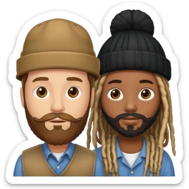 Couple emoji -WHITE with man with beardmwoth hate on and BLACK FEMALEwith mid length locs sticker