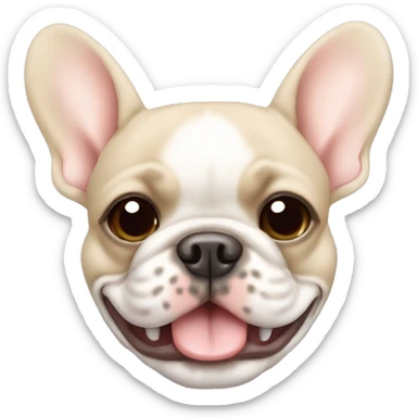 smily cute beige french bulldog with white center face with a mole on the right ear sticker