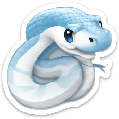 Make a pack of stickers for telegram with cartoon style snake white Texas striped snake. It is a white snake with blue eyes. It should be completely white with beautiful snow-white scales. Completely the entire snake is pure white. sticker