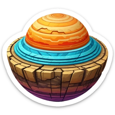 Planet separated into layers sticker