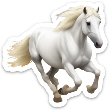 A white horse running through an autumn field. sticker