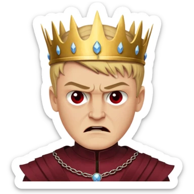 Joffrey Baratheon angry  from Games of throne character face only younger sticker