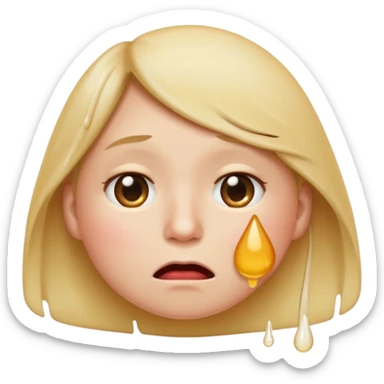 Apple-style emoji of a face with sweat drop, looking sideways, biting lip, showing uncertainty representing 고민 (worry, indecision) sticker