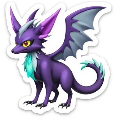 Shiny Noibat-Noivern-Mightyena-Silvally-Fakémon-hybrid-creature (full body)  sticker