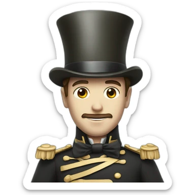 british man with a cup and hes actually with a tophat and a army outfit  sticker