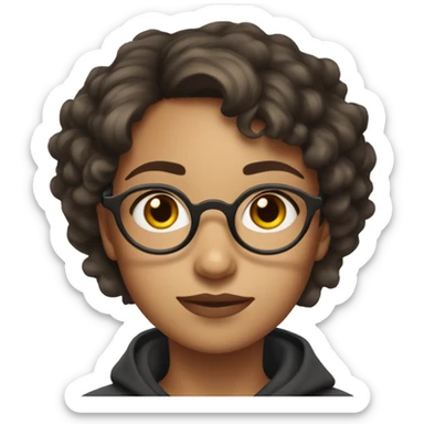 Girl of questionable ethnicity with Harry Potter glasses and messy short hair sticker