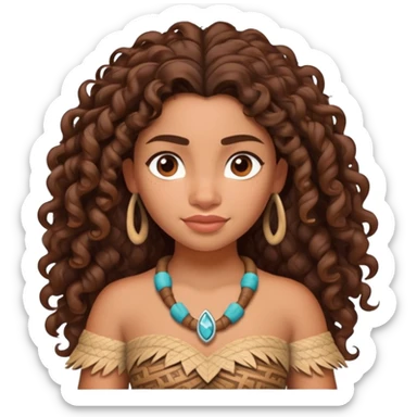 Moana Polynesian princess with curly hair sticker