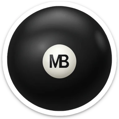 Pool ball back ball with the “MB” written on it. sticker
