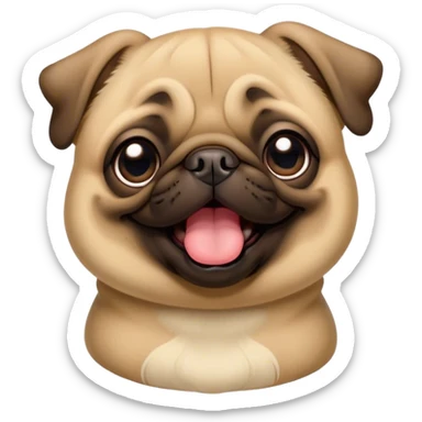 Cinematic Cute Yawning Fawn Pug Portrait Emoji, Head tilted slightly with a dramatic, wide-open yawn, showcasing a soft fawn coat with a velvety texture, floppy ears slightly drooping, round dark eyes barely open in drowsy contentment, Simplified yet irresistibly adorable features, highly detailed, glowing with a soft, cozy glow, high shine, relaxed yet expressive, stylized with a touch of whimsy, bright and endearing, soft glowing outline, capturing the essence of a sleepy yet affectionate companion, so drowsy it feels like it could stretch out of the screen and curl up for a nap! sticker