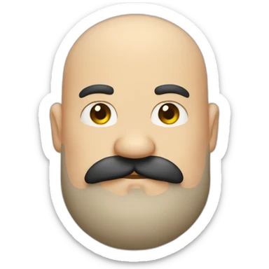 one fat bald man with moustache, long black beard sticker