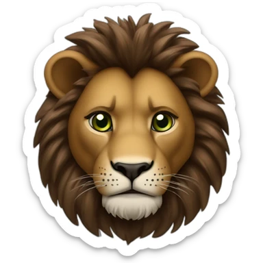 Lion crinière noire fourrure marron yeux verts   sticker