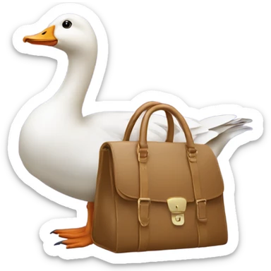 Goose wearing a handbag and high herls sticker