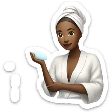 Woman doing her skincare in her modern robe in a bathroom hotel sticker