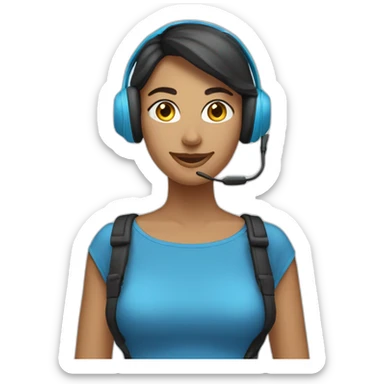 mulher atendente usando headset com cabelos azuis sticker