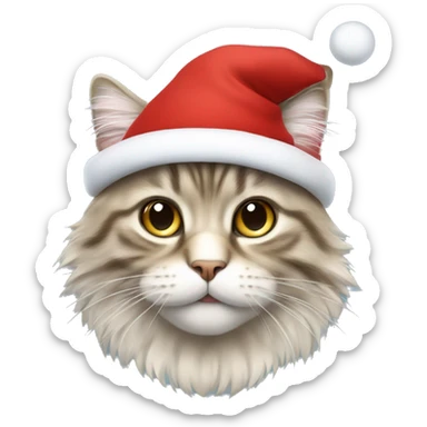 Siberian cat with Christmas hat   sticker