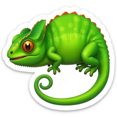 green chameleon looking at me, make it look like an emoji and standalone, with no branch sticker