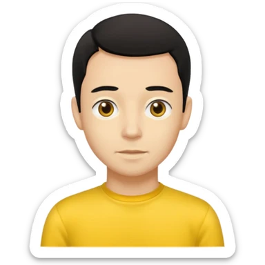 Sam Wiggle from the Wiggles with light skin, brown eyes, black hair, yellow skivvy shirt sticker