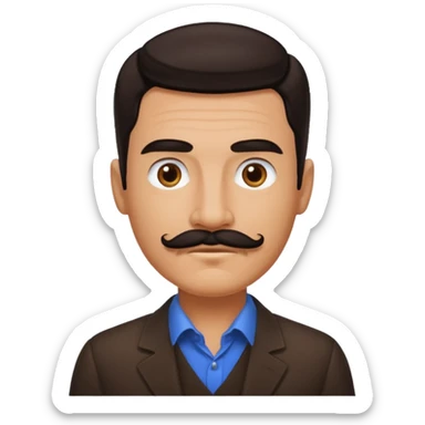 Dark brown Slicked back hair and mustache  sticker