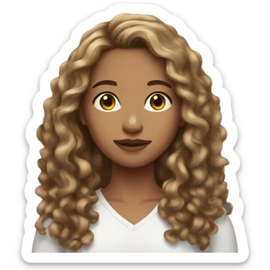 A young woman with light brown skin long curly brunette hair sticker