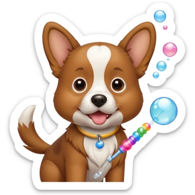 dog blowing bubbles sticker