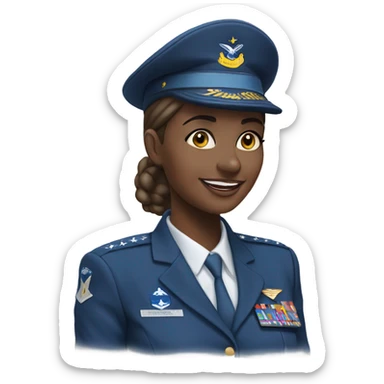 smiling woman portrait on white saluting in Air Force uniform sticker