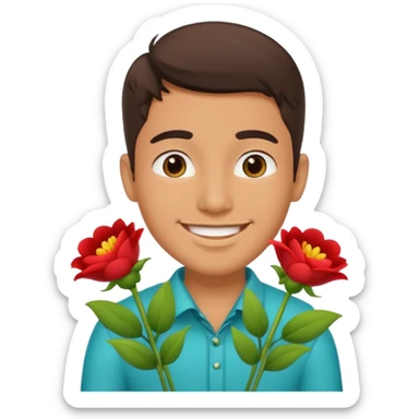 Cute Mexican guy giving you flowers always  sticker